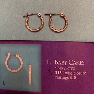 Retired Premier Designs #3151 - BABY CAKES - Silver-Plated Hoop Earrings NIB
